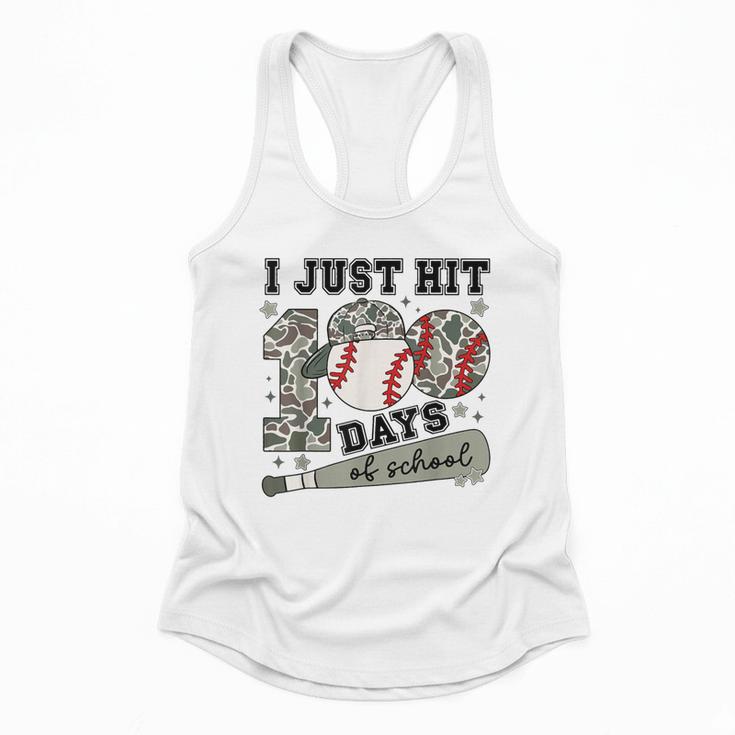 I Just Hit 100 Days Of School Camo Baseball 100 Days Smarter Flowy Tank