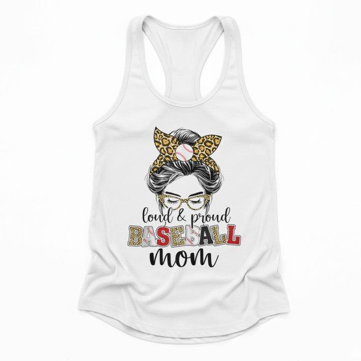 Loud And Proud Baseball Mom Messy Bun Leopard Baseball Mom Flowy Tank