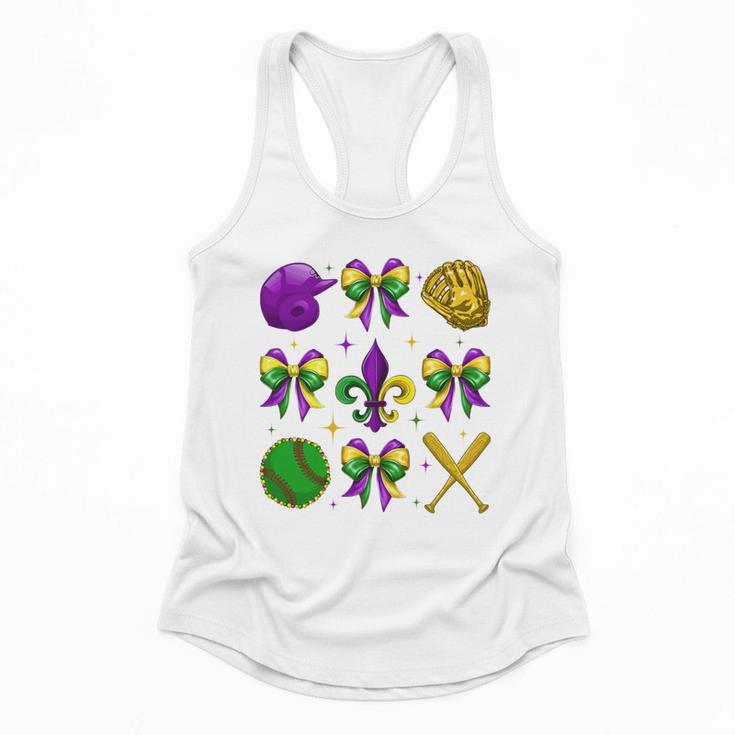 Mardi Gras Baseball Coquette Bow Fat Tuesday Parade Girls Flowy Tank