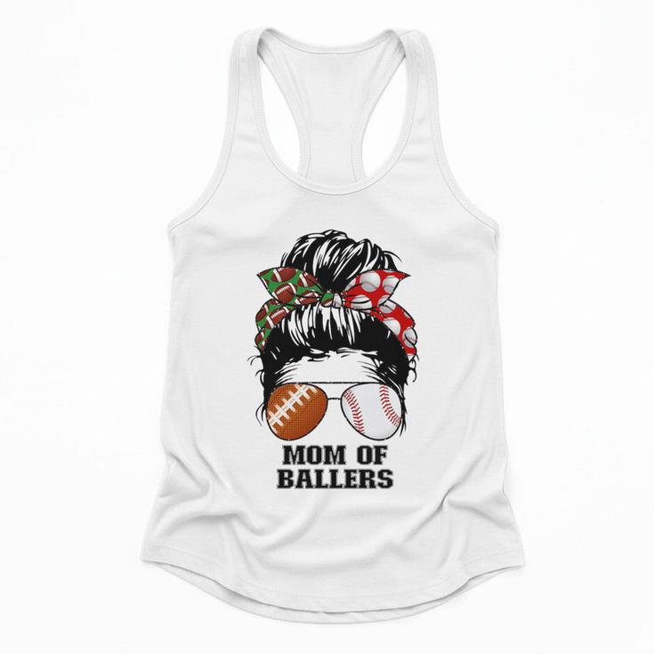 Mom Of Ballers Messy Bun Football Mom Baseball Mom Of Both Premium Tri-Blend Flowy Tank