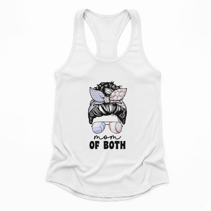 Mom Of Both Volleyball And Baseball Mom For Women Messy Bun Flowy Tank