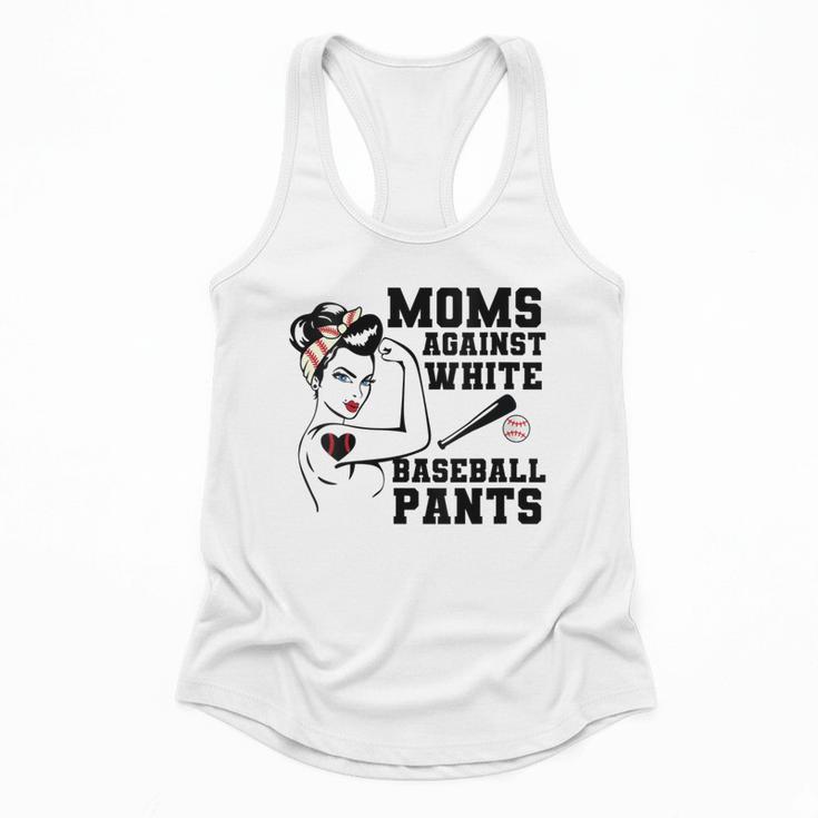 Moms Against White Baseball Pants Funny Baseball Mom Flowy Tank
