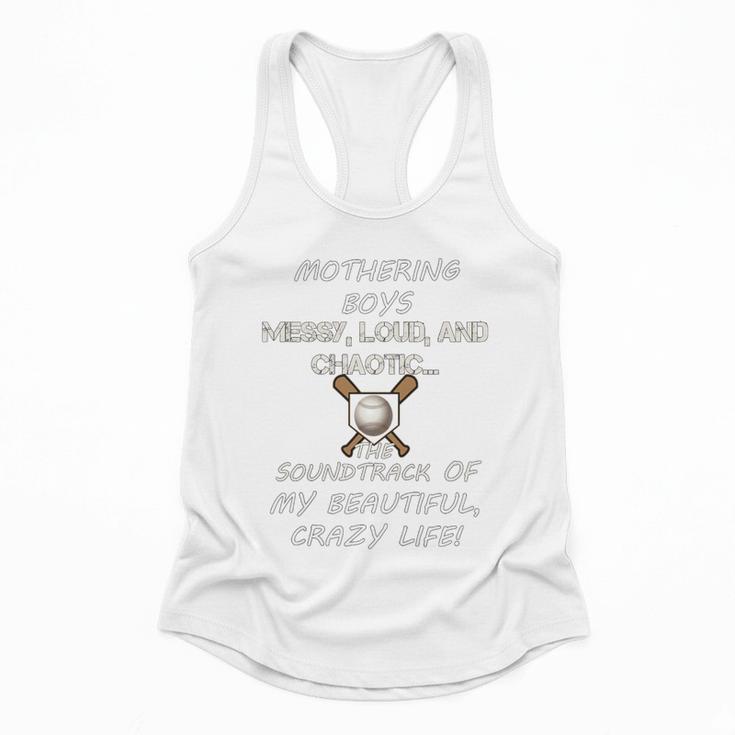 Mothering Boys Messy Loud Chaotic Baseball Mom Premium Flowy Tank