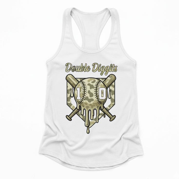 Old School Camo Baseball Drip Double Digits 10th Birthday Flowy Tank