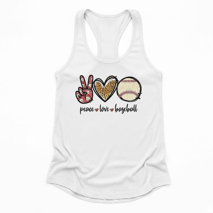 Peace Love Baseball Mom Leopard Print Cheetah Pattern Flowy Tank