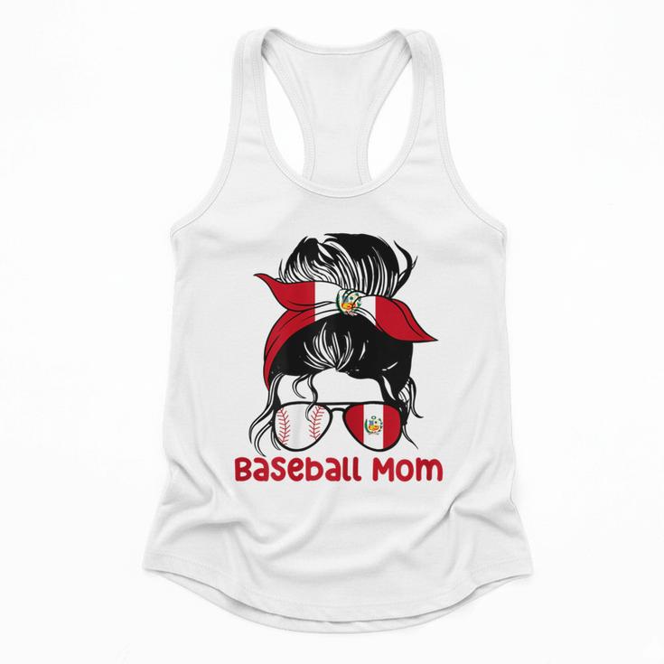 Peru Baseball Mom Messy Bun Flowy Tank