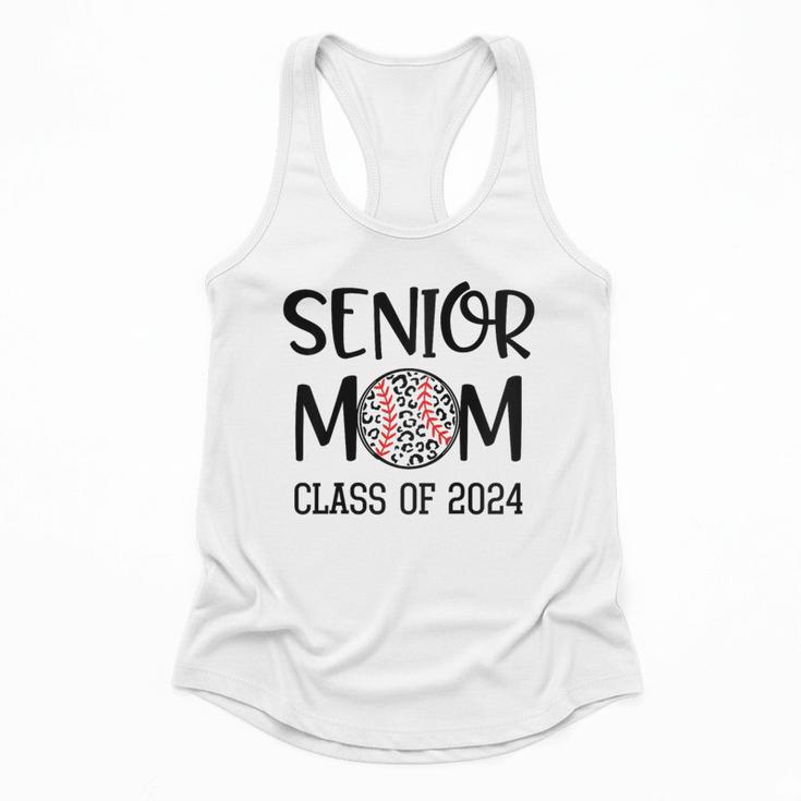 Proud Senior Baseball Mom Senior 2024 Class Leopard Game Day Raglan Baseball Tee Flowy Tank