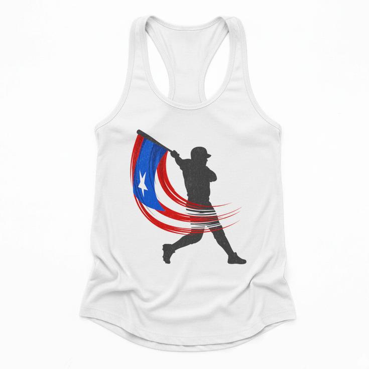 Puerto Rico Baseball Flag Player Boricua Heritage Sports Flowy Tank