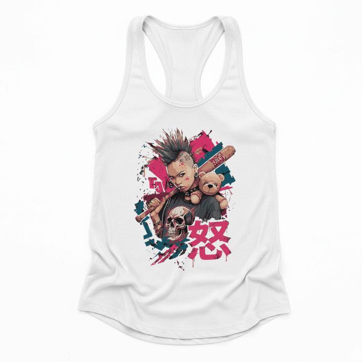 Punk Girl With Anger Kanji And Baseball Bat Flowy Tank