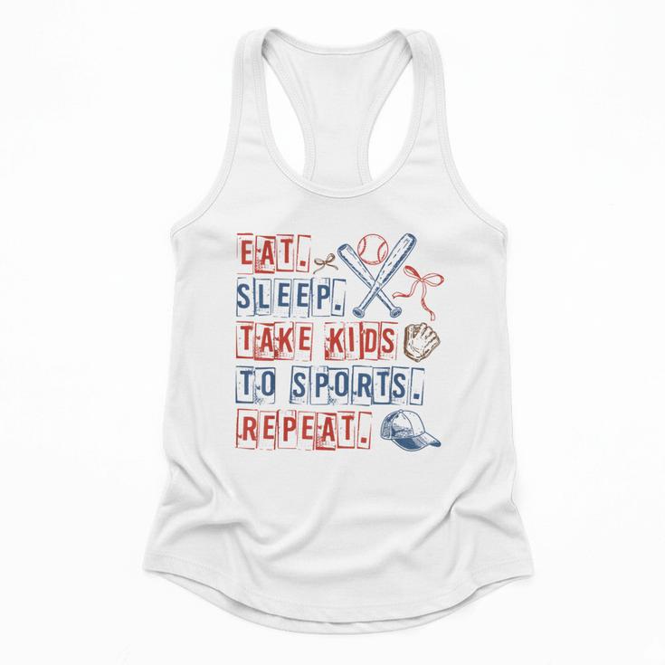 Retro Eat Sleep Take Kids To Sports Repeat Game Day Baseball Flowy Tank