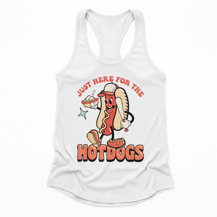 Retro Just Here For The Hotdogs Baseball Mom Sport Lover Flowy Tank