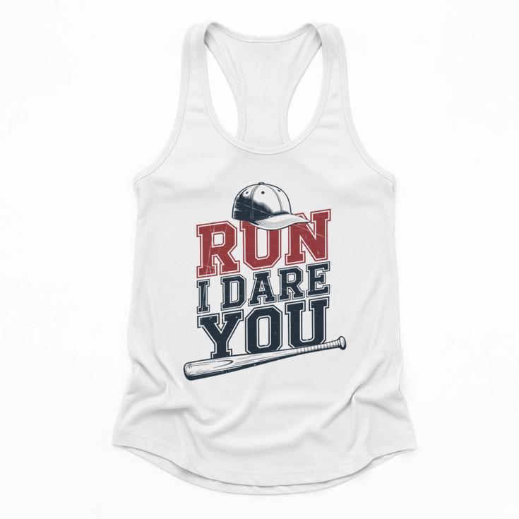 Run I Dare You Baseball Catcher Player Fan Flowy Tank