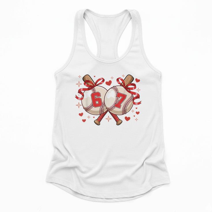 Six Seven 67 Meme Baseball Coquette Bow Valentine Flowy Tank