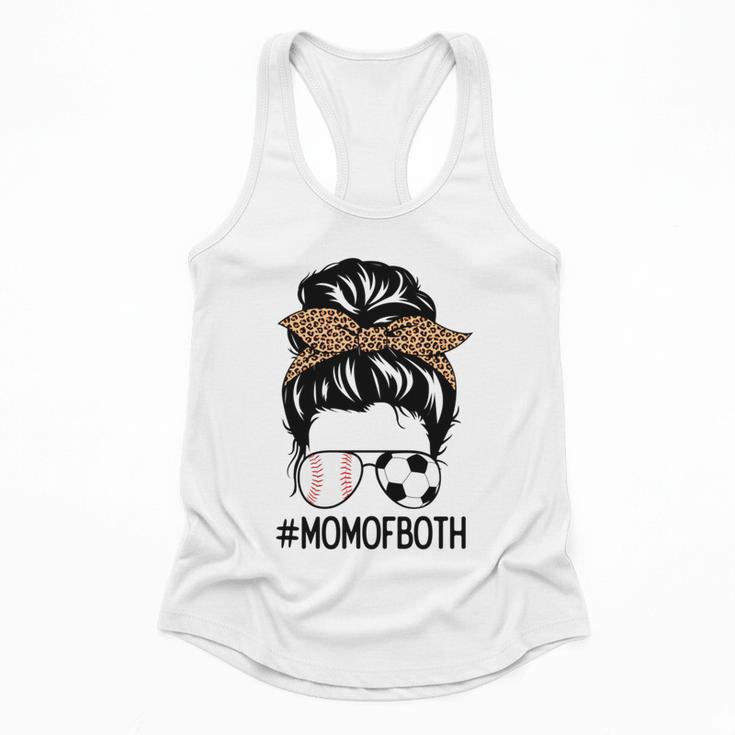 Soccer Baseball Mom Of Both Messy Bun Leopard Mother's Day Flowy Tank