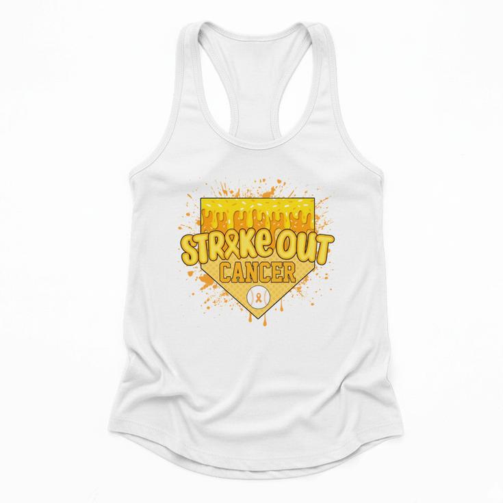 Strike Out Childhood Cancer Boys Baseball Drip Gold Ribbon Flowy Tank
