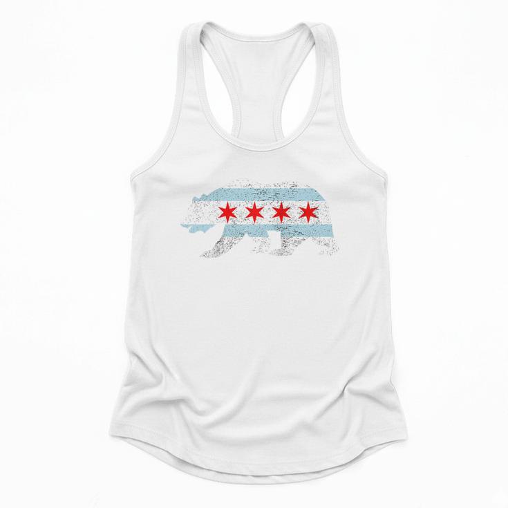 Sweet Vintage Retro Chicago City Flag Bear Print Raglan Baseball Tee Flowy Tank