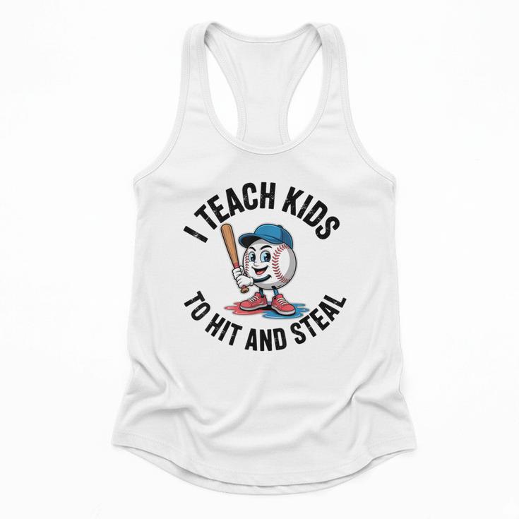 I Teach Kids To Hit And Steal Baseball Softball Coach Flowy Tank