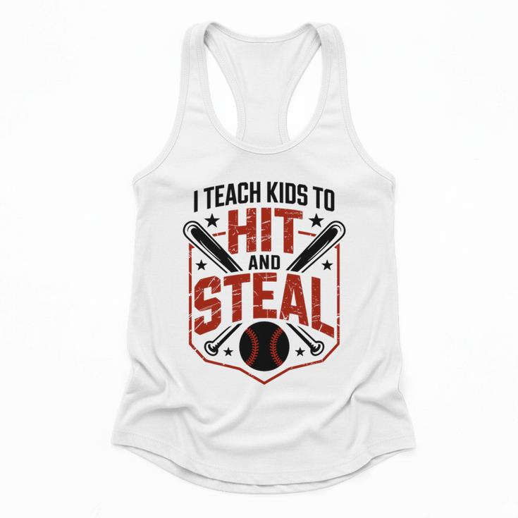 I Teach Kids To Hit And Steal Baseball Softball Coach Premium Tri-Blend Flowy Tank