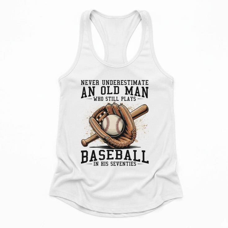 Never Underestimate Old Man Plays Baseball In His Seventies Flowy Tank