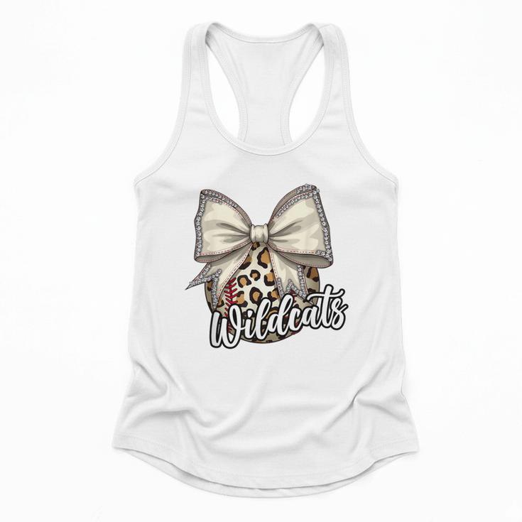Wildcats Baseball Leopard Print Coquette Bow Mascot Game Day Flowy Tank