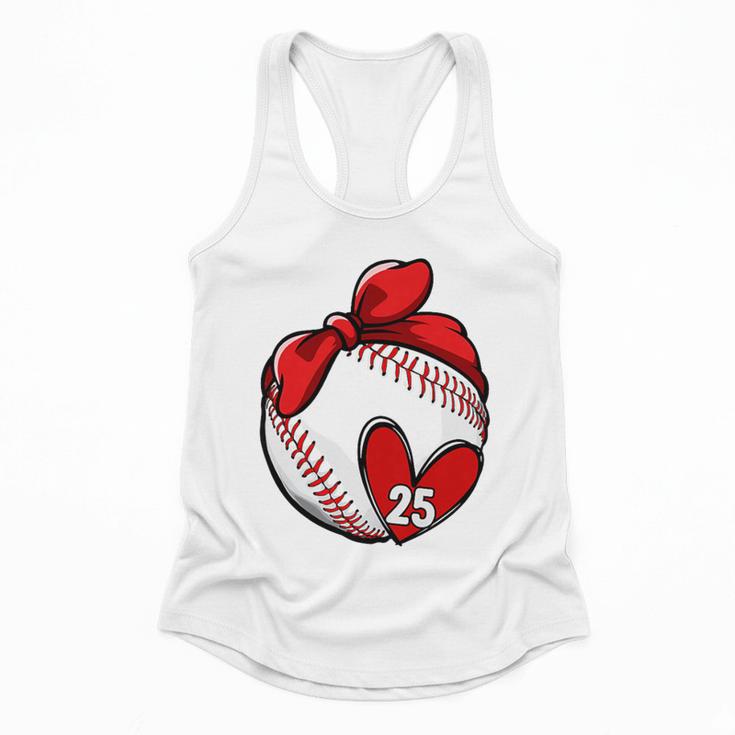 Womens Custom Baseball Mom Number 25 Heart For Mom Mommy Premium Flowy Tank