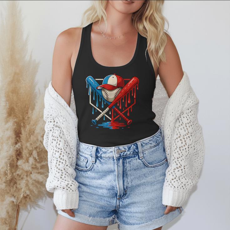 American Baseball Drip Graffiti Ball And Bat Flowy Tank