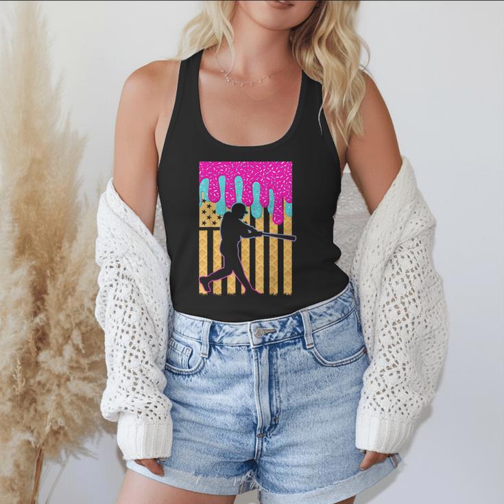 Baseball Drip Bat Boys Ice Cream American Flag 4th Of July Flowy Tank