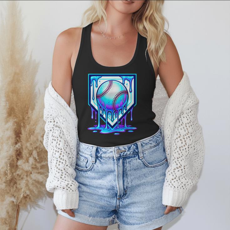 Baseball Drip Ice Cream Blue Glow Melt Ball Graphic Flowy Tank Baseball Drip Ice Cream Blue Glow Melt Ball Graphic Flowy Tank