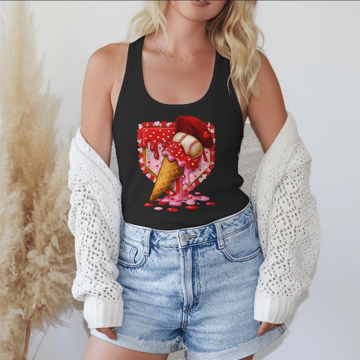 Baseball Heart Valentine Baseball Ice Cream Drip Boys Girls Flowy Tank