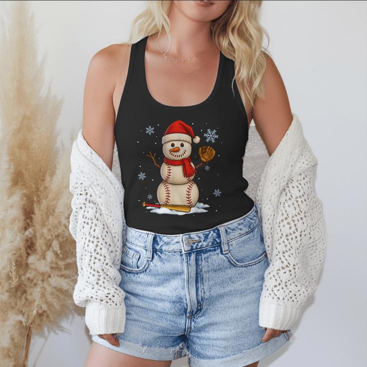 Baseball Snowman Merry Christmas Holiday Sports Xmas Pajamas Flowy Tank
