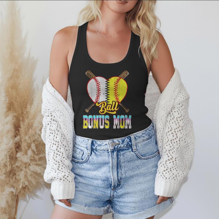 Bonus Mom Of Both Half Baseball Softball Ice Cream Drip Flowy Tank