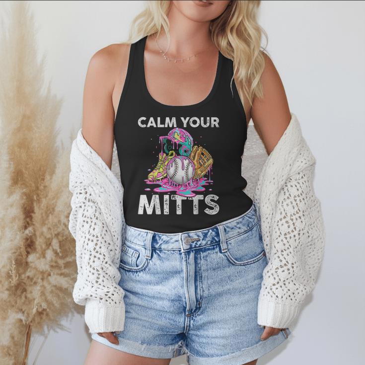 Calm Your Mitts Baseball Ice Cream Drip Crossed Bats Sport Flowy Tank