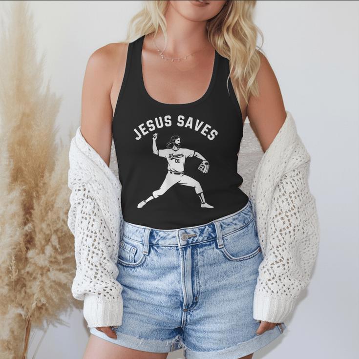 Christian Jesus Saves Baseball Pitcher Heaven 01 Sports Flowy Tank