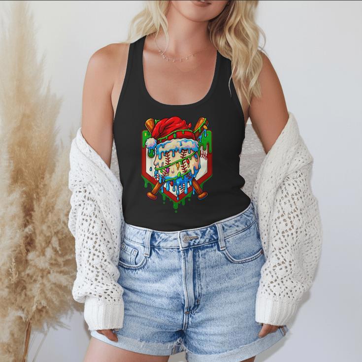 Christmas Baseball Ice Cream Drip Santa Baseball Player Kids Flowy Tank