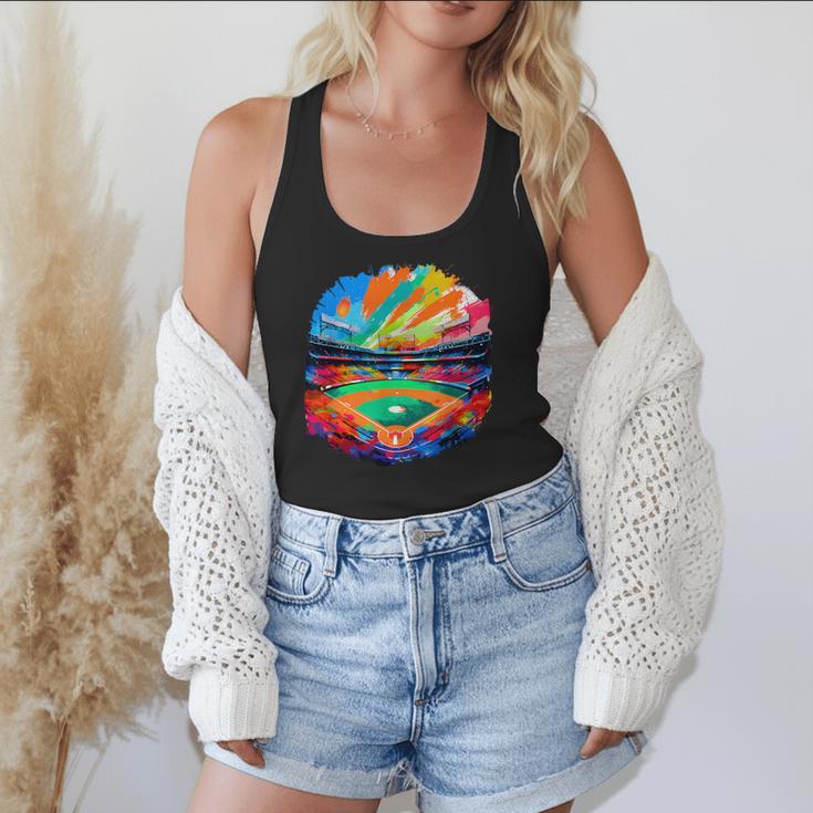 Colorful Baseball Field Home Run Baseball Player Fans Flowy Tank