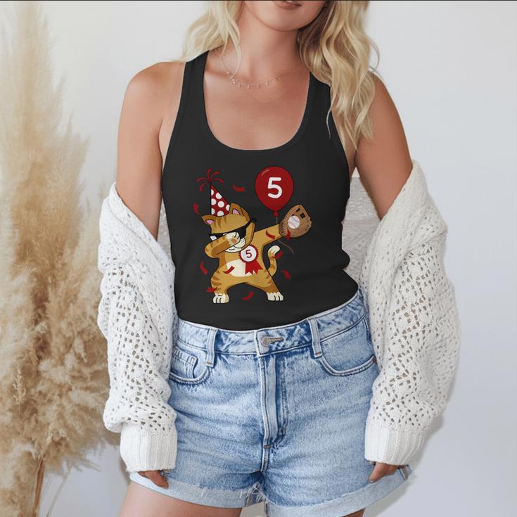 Dabbing Cool Cat Baseball 5th Birthday Flowy Tank Dabbing Cool Cat Baseball 5th Birthday Flowy Tank