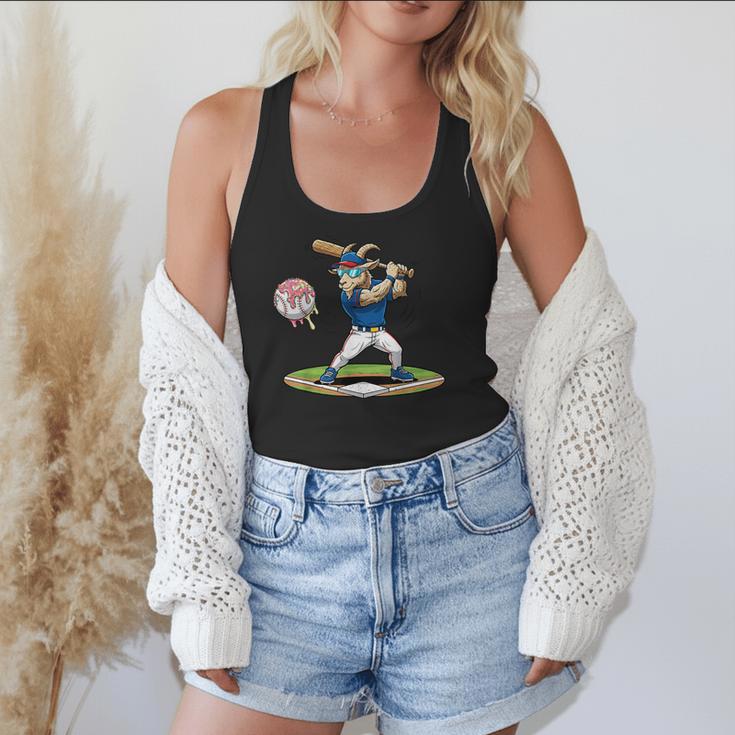 Goat Baseball Player With Bat And Ball Drip Animal Sports Flowy Tank