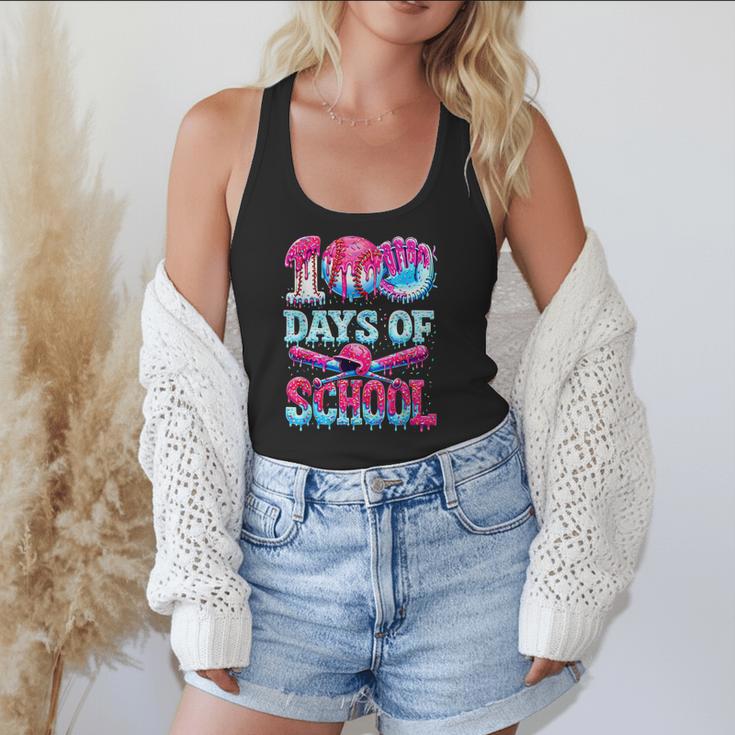 Happy 100 Days Of School Game Day Baseball Ice Cream Drip Flowy Tank Happy 100 Days Of School Game Day Baseball Ice Cream Drip Flowy Tank