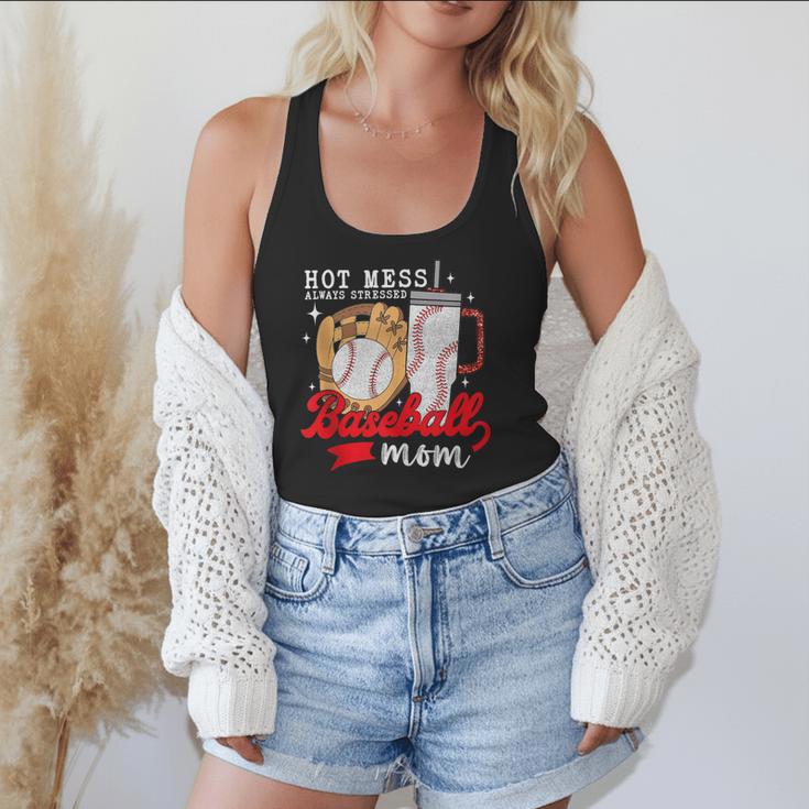 Hot Mess Always Stressed Baseball Mom Flowy Tank