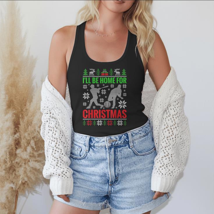 I'Ll Be Home For Christmas Baseball Xmas Flowy Tank