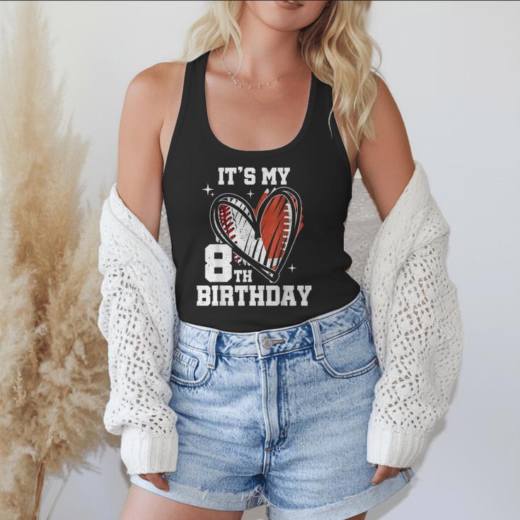 It's My 8th Birthday Baseball Football Heart 8 Year Old Flowy Tank
