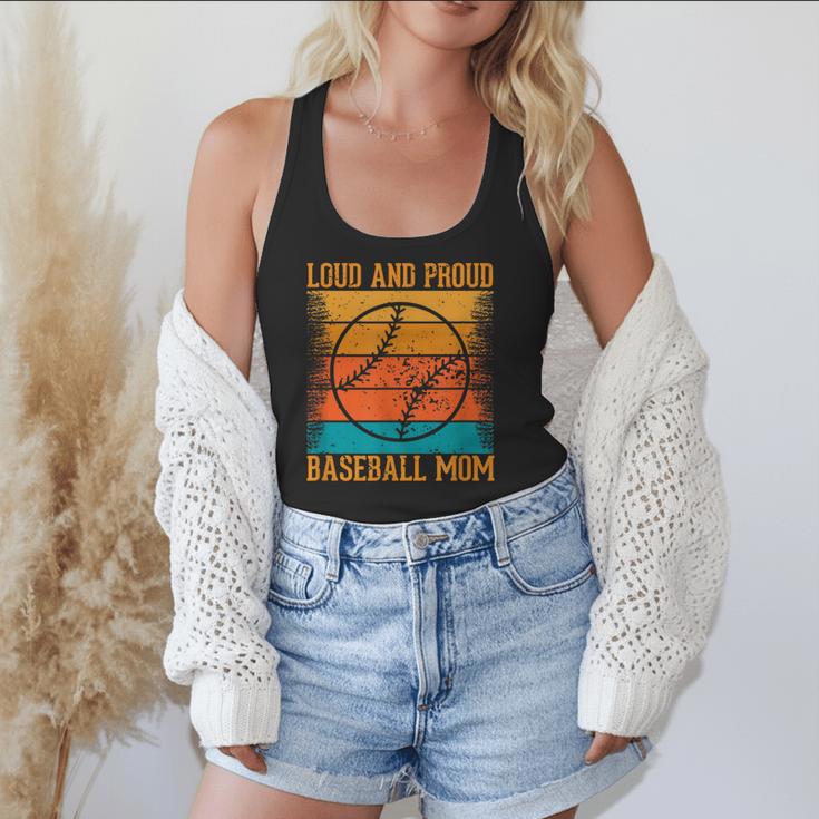 Loud And Proud Baseball Mom Vibrant Colorful Stripe Flowy Tank