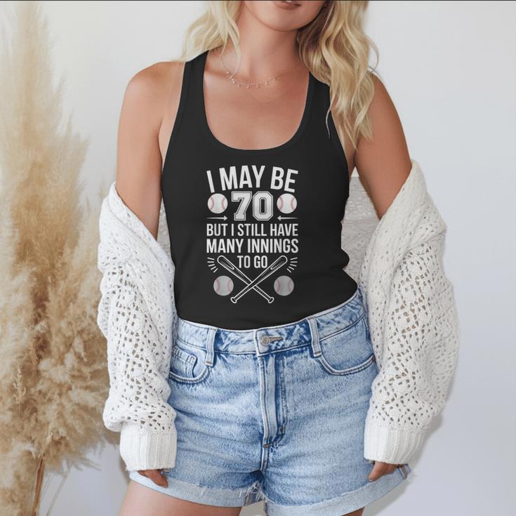I May Be 70 Baseball Player 70th Birthday Party Flowy Tank