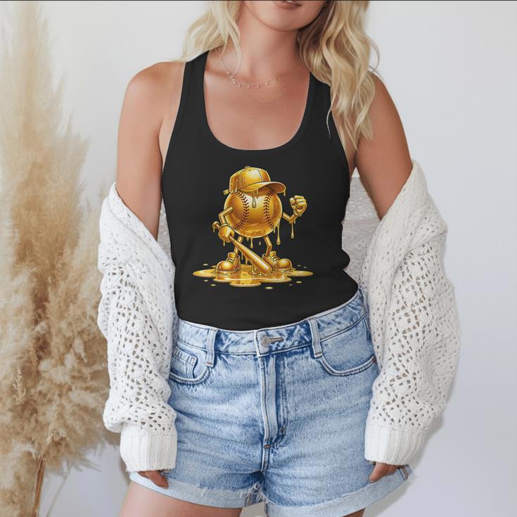 Melting Baseball Mascot Slugger Bat Cap Cartoon Flowy Tank Melting Baseball Mascot Slugger Bat Cap Cartoon Flowy Tank