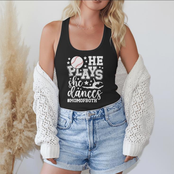 He Plays She Dances Mom Of Both Dancing And Baseball Mom Flowy Tank