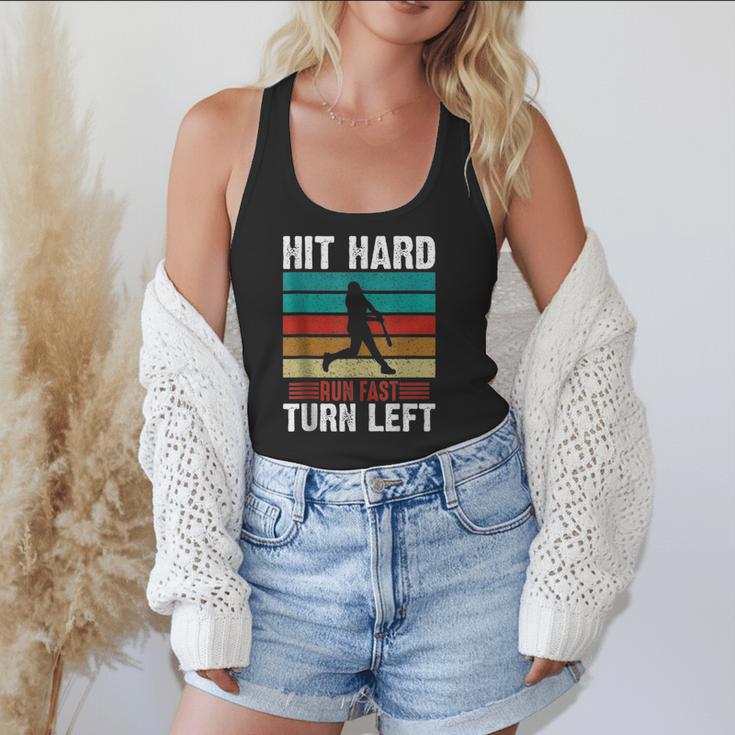 Retro Hit Hard Run Fast Turn Left Baseball Lover Flowy Tank Retro Hit Hard Run Fast Turn Left Baseball Lover Flowy Tank