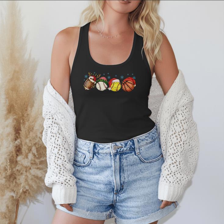 Santa Sports Boys Xmas Baseball Football Softball Basketball Flowy Tank