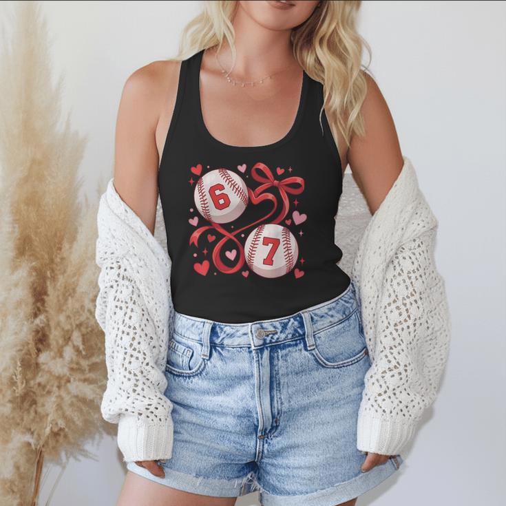 Six Seven Baseball Lover Sports Red Heart Bow Valentine Girl Flowy Tank Six Seven Baseball Lover Sports Red Heart Bow Valentine Girl Flowy Tank