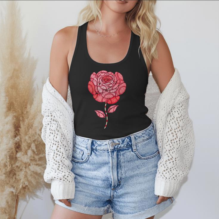 Sporty Rose Graphic With Baseball And Rugby Ball Petals Flowy Tank