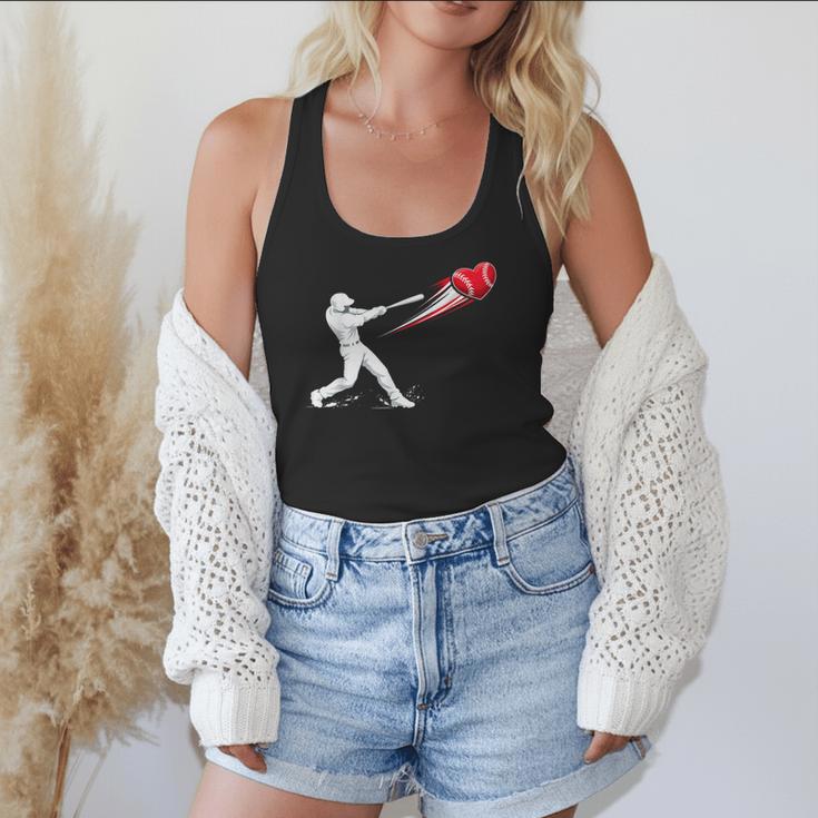 Valentines Day Baseball Batter Silhouette Heart Flowy Tank